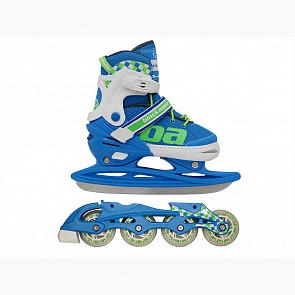 Коньки-ролики BlackAqua AS-409 2в1, цвет голубой-салатовый, размер M 35-38 (Black Aqua, 7527RT)